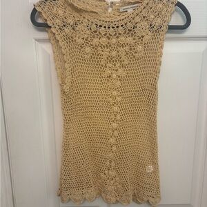 Banana Republic Tan Crochet Tank Top. XL